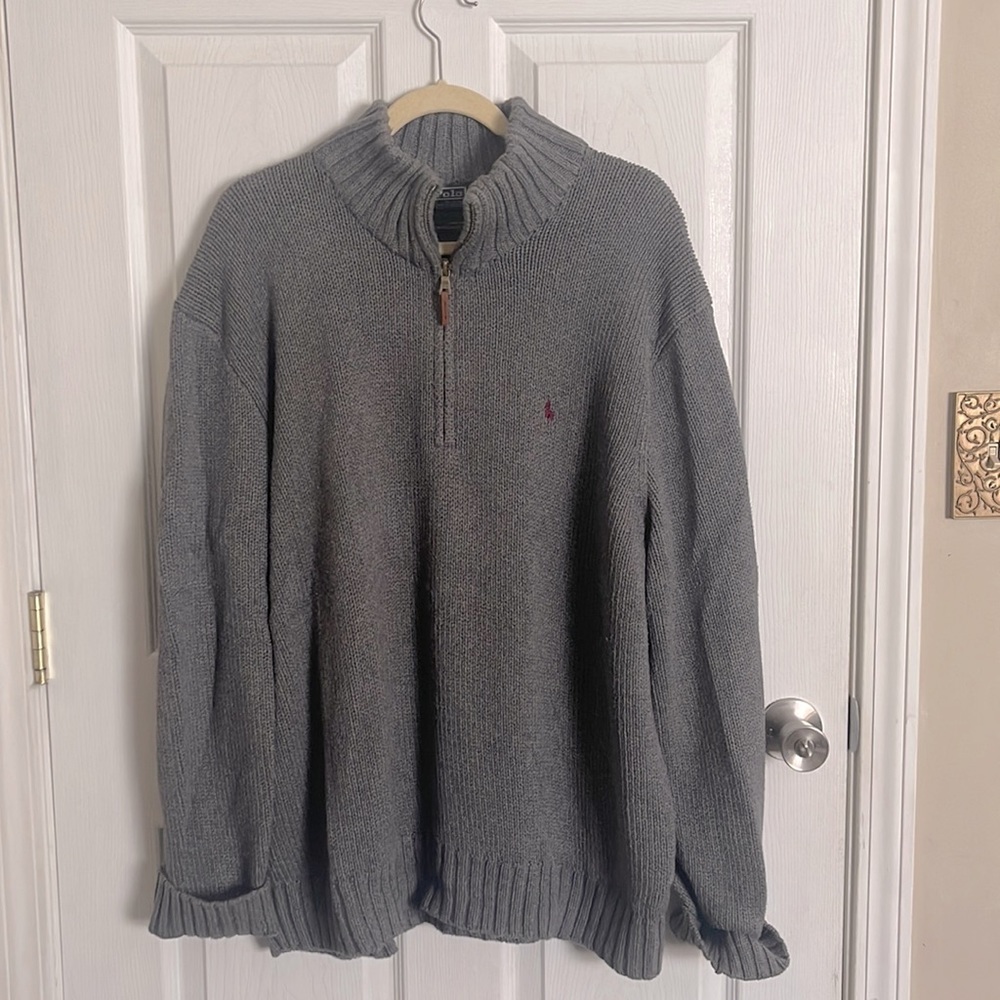 Men’s polo by Ralph Lauren, quarter zip sweater